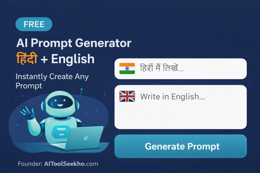Free AI Prompt Generator tool supporting Hindi and English languages for beginners