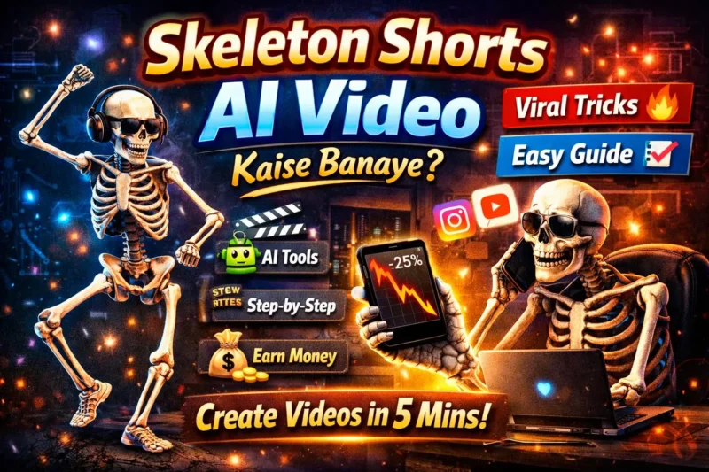Skeleton shorts AI video kaise banaye step by step guide using AI tools for YouTube Shorts and Instagram Reels